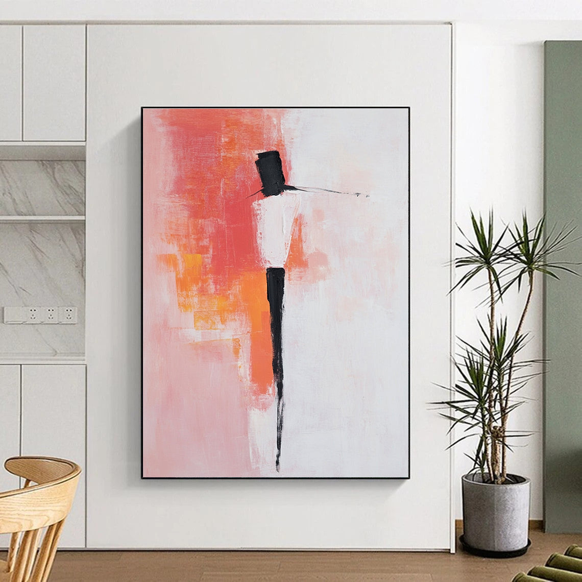 Coral and Black Abstract Figure for Bohemian - Style Bedroom & Art - Inspired Boutique STSC404