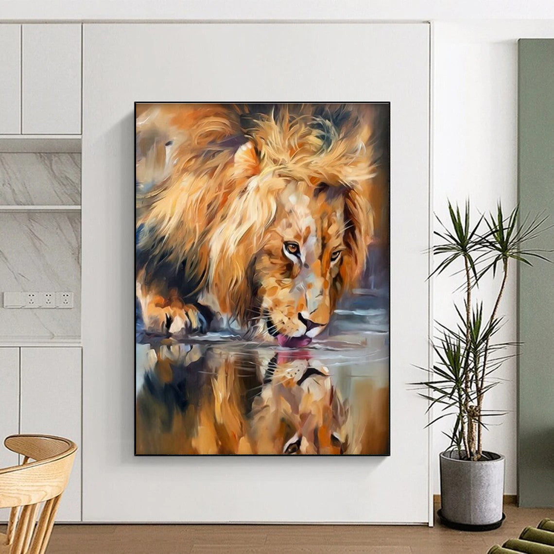 Lion at Water Art for Safari Lodge & Man Cave DLZ2347