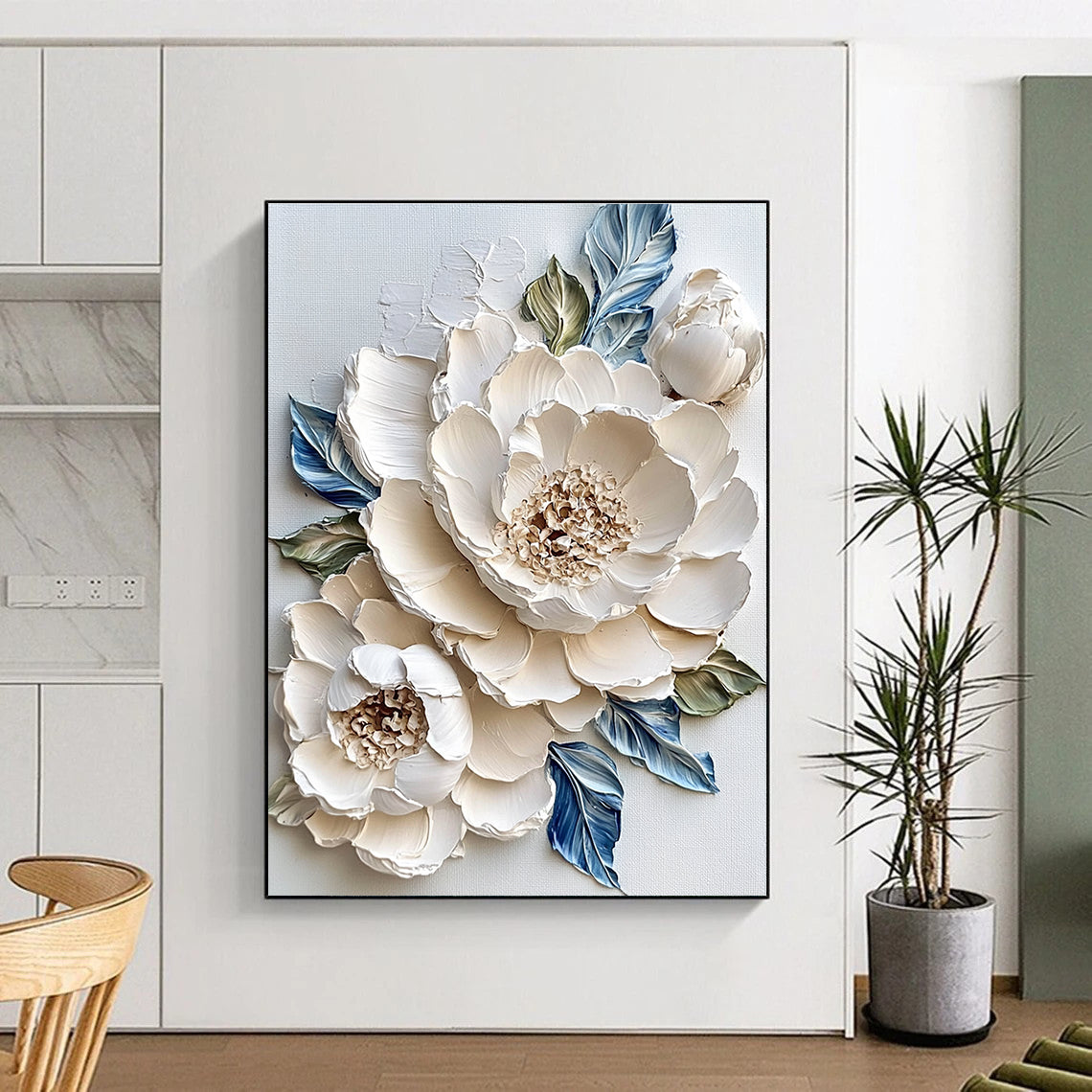 Textured White Flowers for Luxury Spa & Elegant Home Entryway STSC366