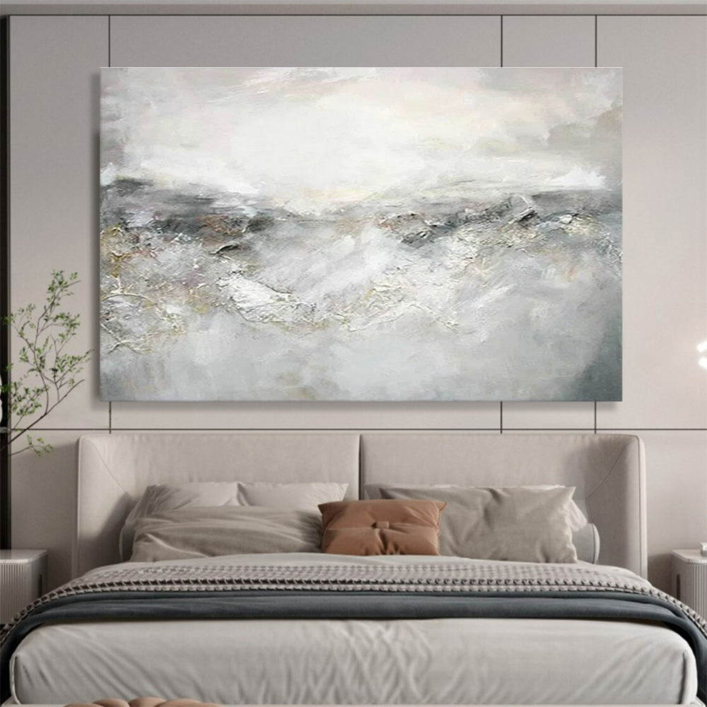 Grey - White Abstract Landscape Art for Serene Home Office DLZ2825