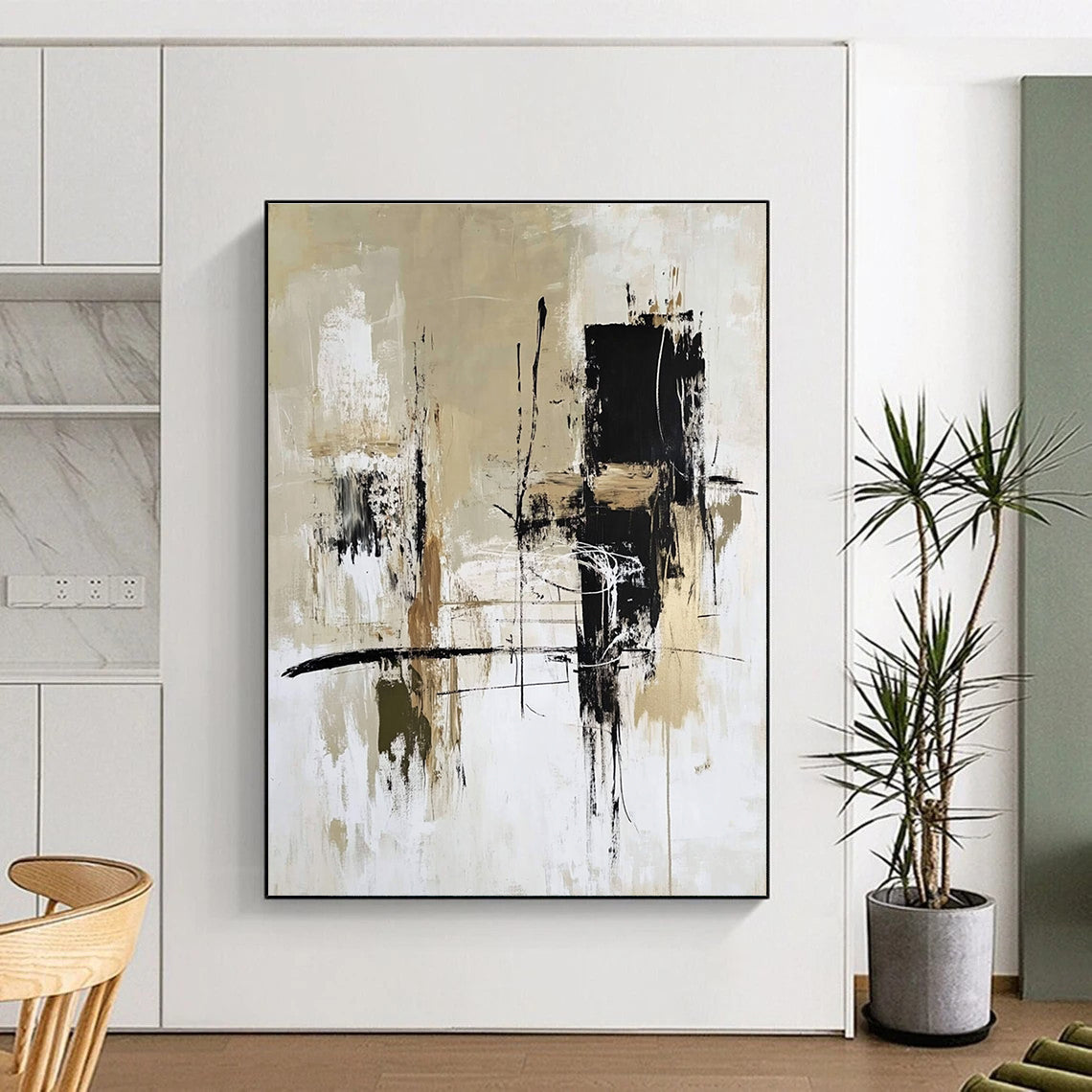 Beige and Black Abstract with Lines for Creative Studio & Industrial - Chic Loft STSC413