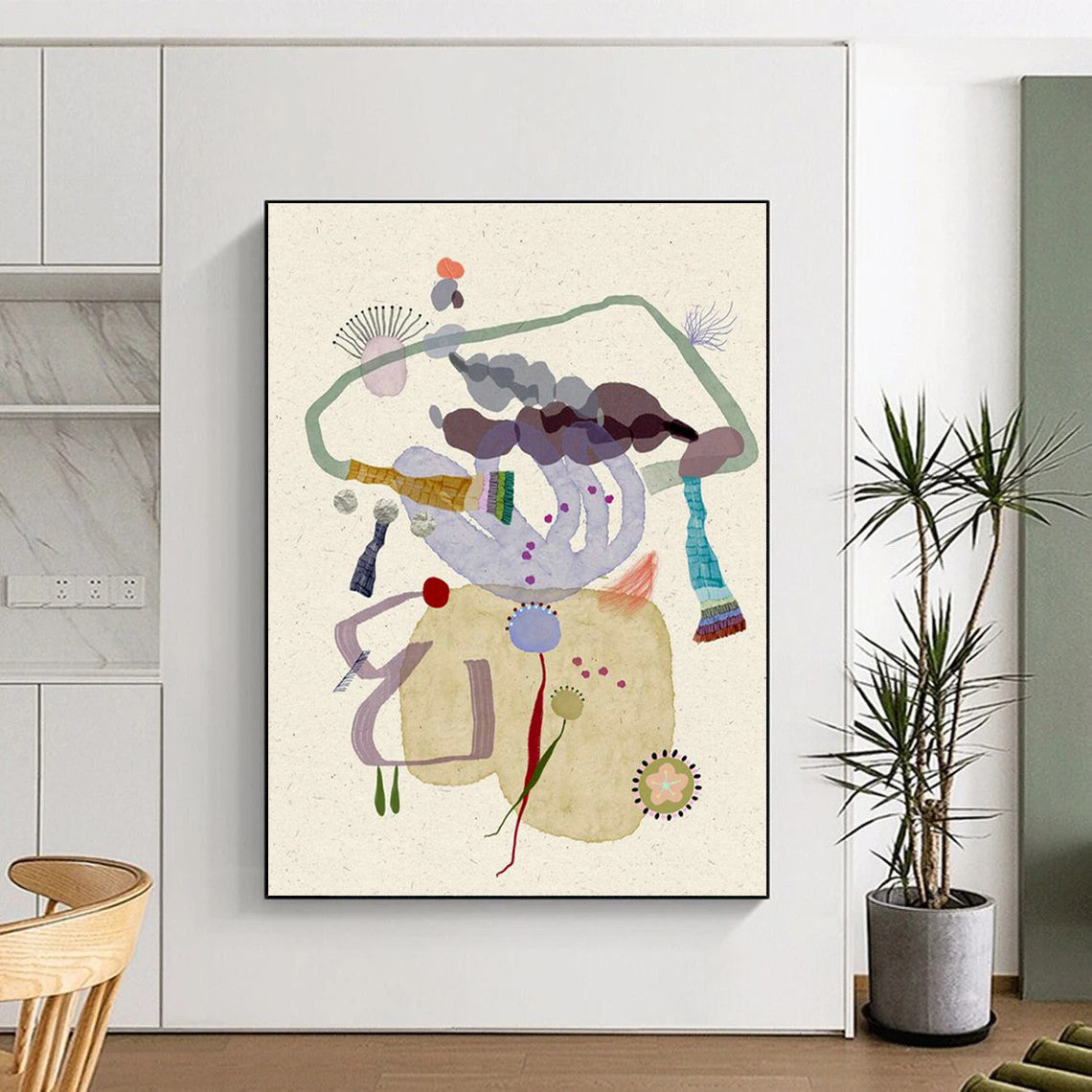 Collage - Style Abstract Art for Bohemian Home Studio Corners DLZ0092