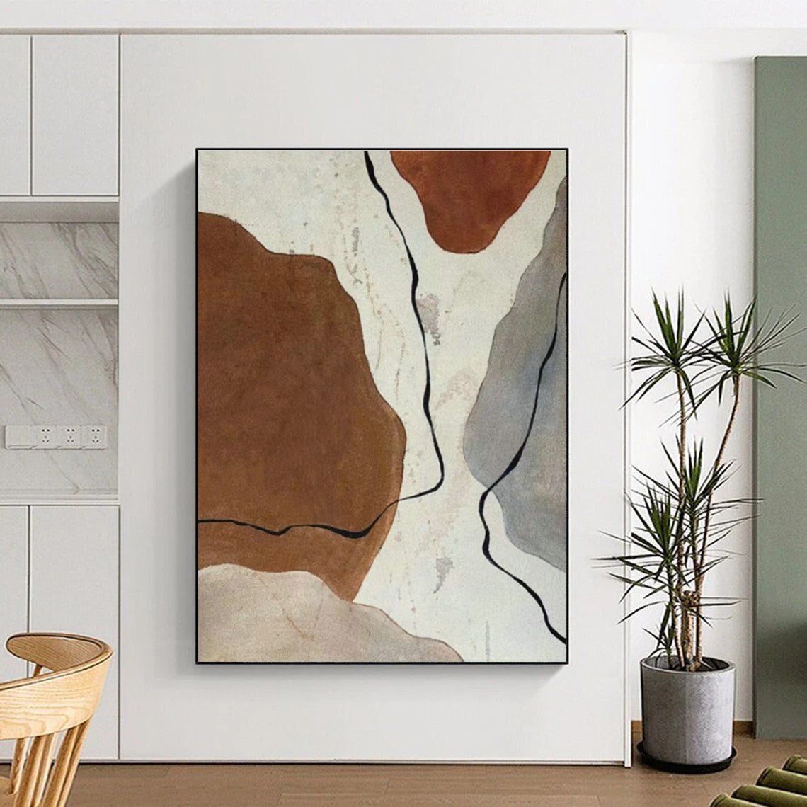 Earth - Toned Abstract Shapes Art for Desert Retreat & Pottery Studio DLZ0623