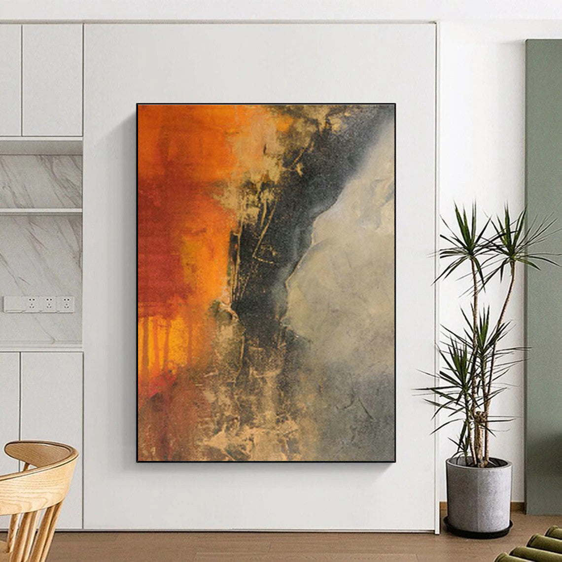Orange - Black Abstract Art for Industrial - Style Loft Studio Spaces DLZ0025