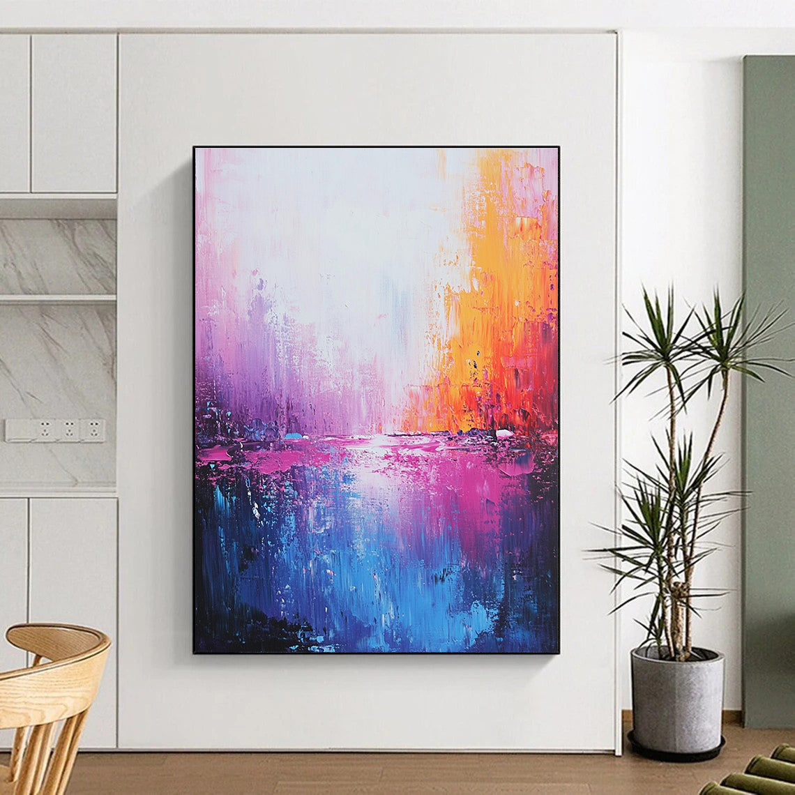 Vibrant Pink and Orange Abstract for Luxury Spa & Contemporary Art Space STSC345