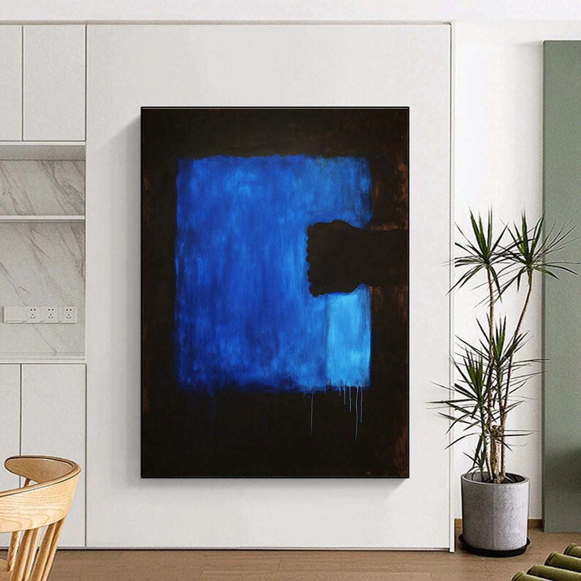 Blue and Black Abstract Form Art for Modern Art Gallery & Industrial - Style Lounge STSC1313