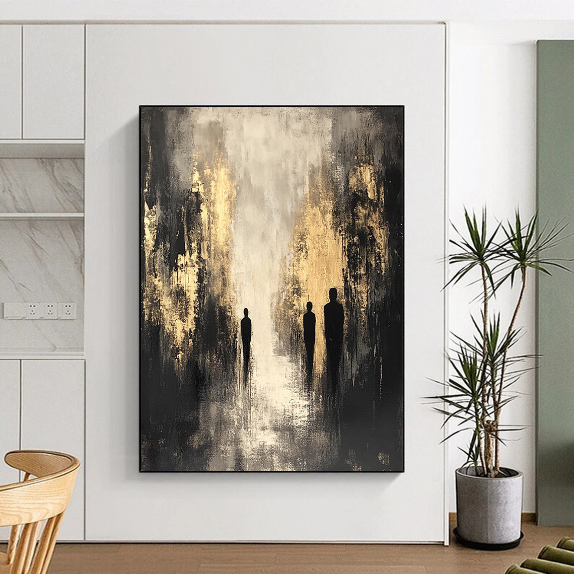 Silhouettes in Gold and Grey for Luxury Hotel Lobby & Sophisticated Home Office STSC371