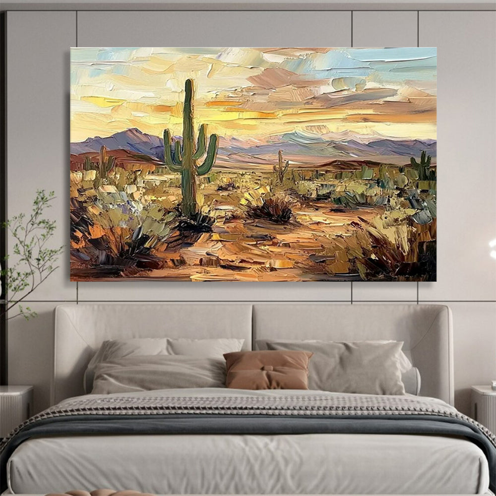 Desert Cactus Sunset Art for Southwest - Themed Hotel Lobby Displays DLZ3192