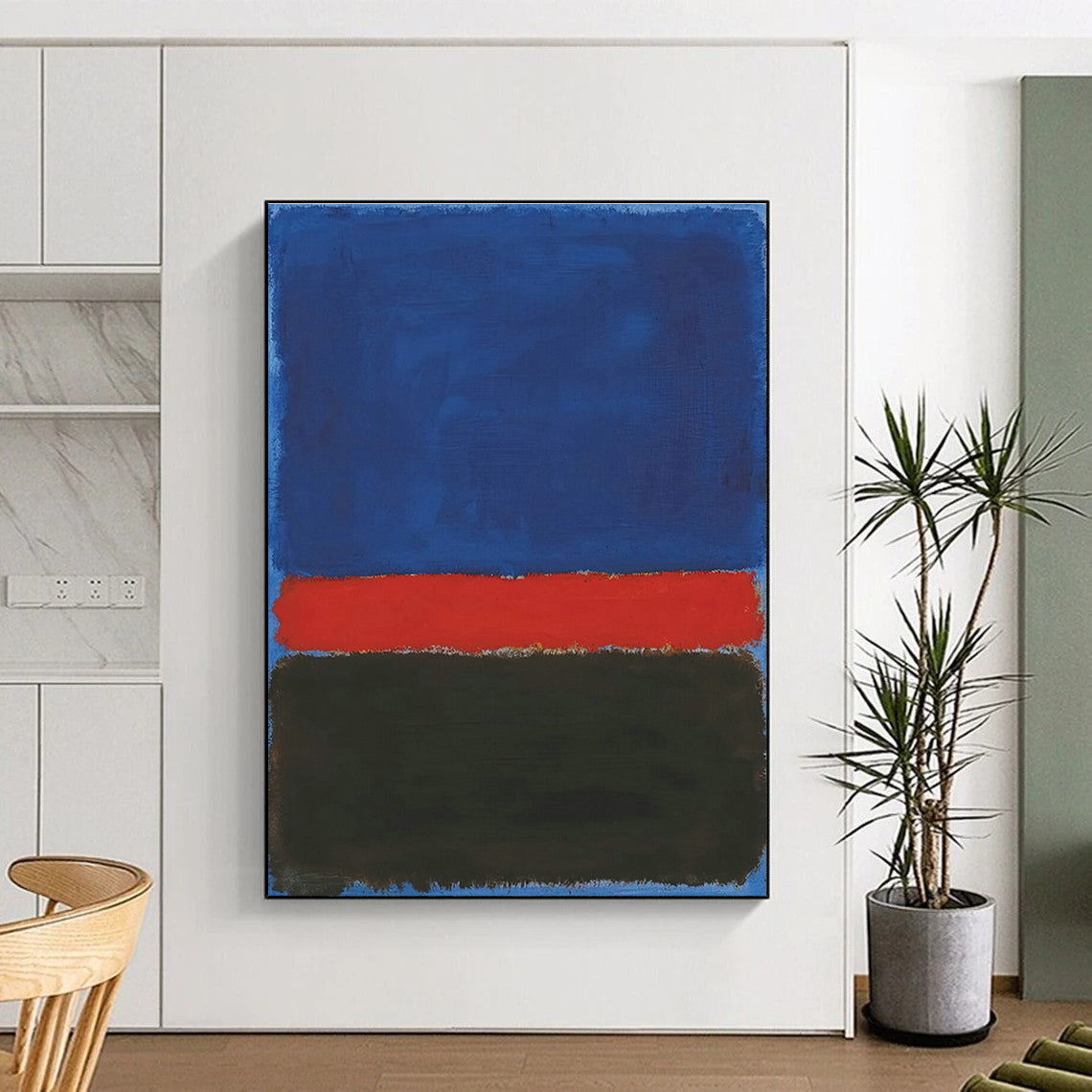 Blue - Red - Black Color Block Art for Living Room & Office DLZ0460