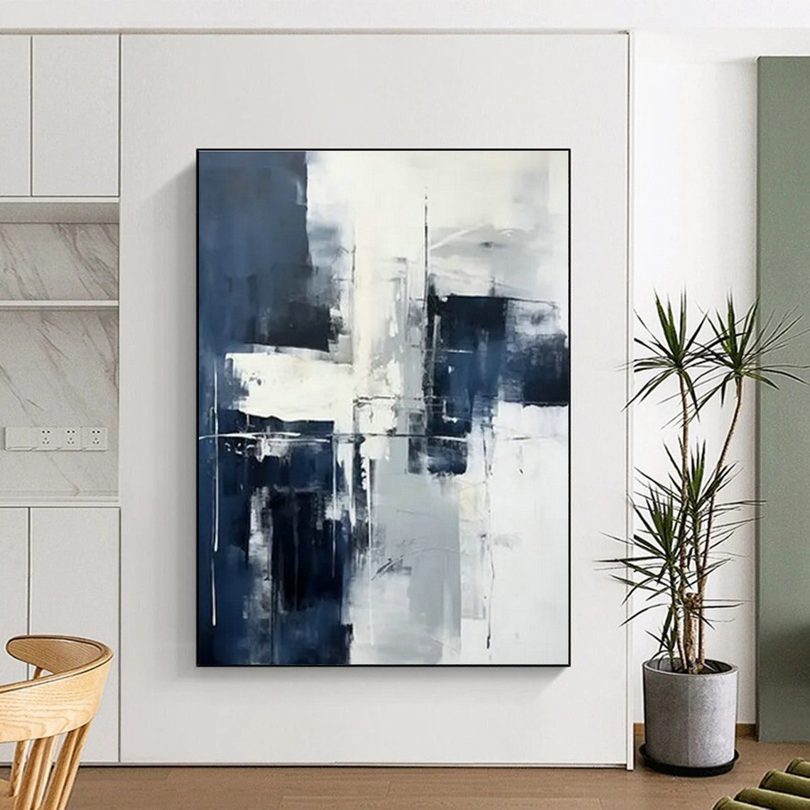 Blue - White Abstract Art for Coastal Home Nook & Corporate Wellness Room DLZ1725