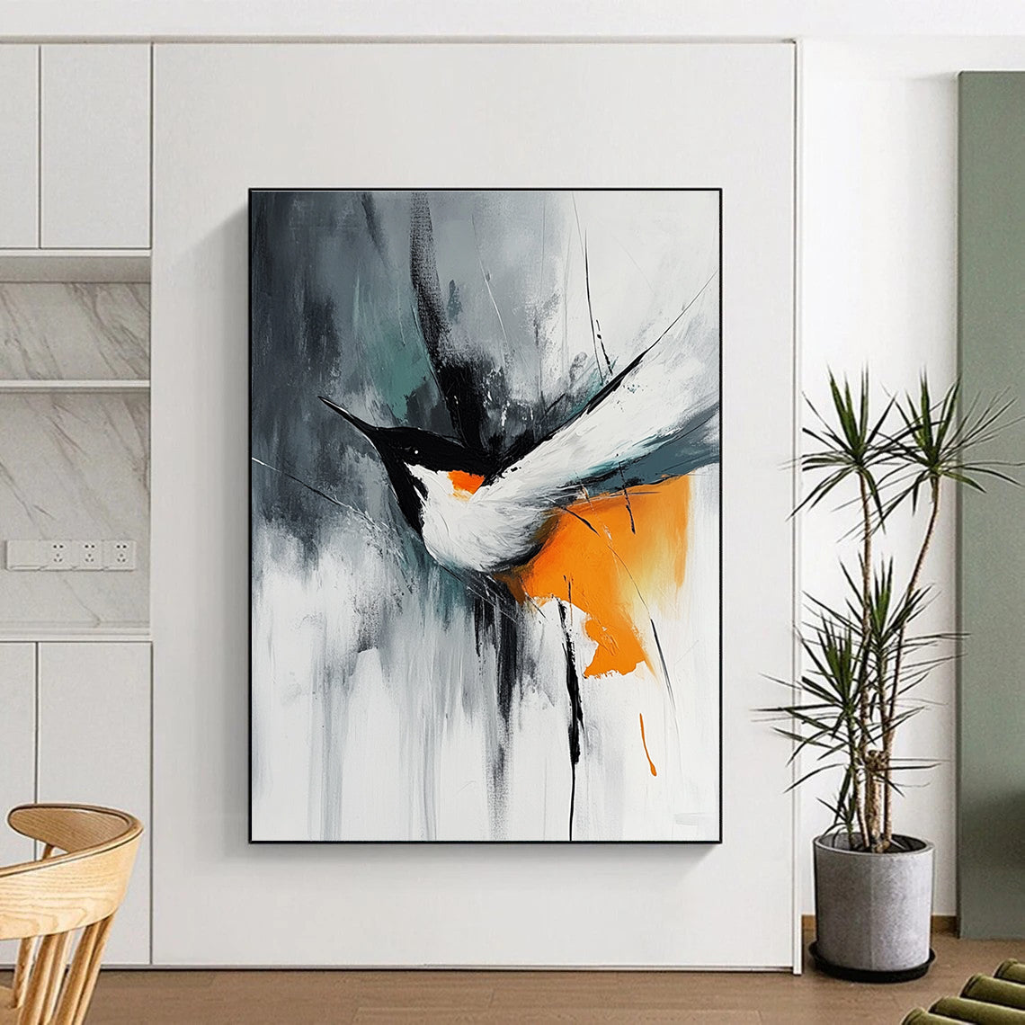 Expressive Abstract Bird Art for Bedroom & Study STSC662