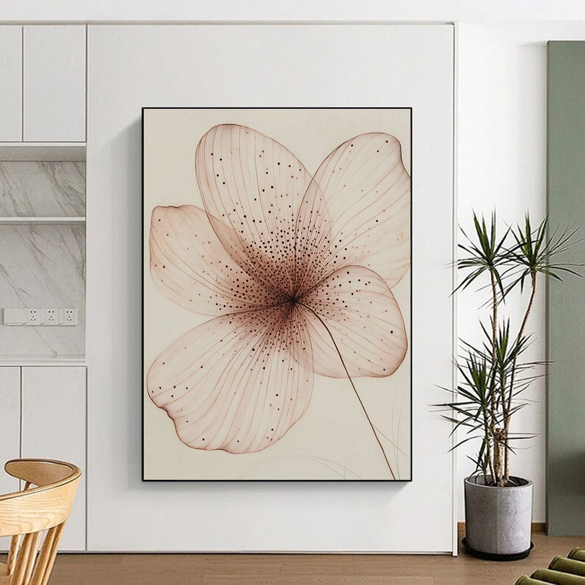 Delicate Flower Drawing for Elegant Bathroom & Botanical Study STSC1197
