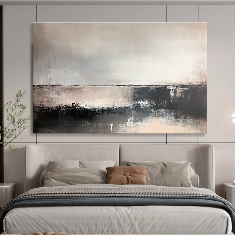 Monochrome Abstract Landscape Art for Modern Studio & Serene Living Room SC382