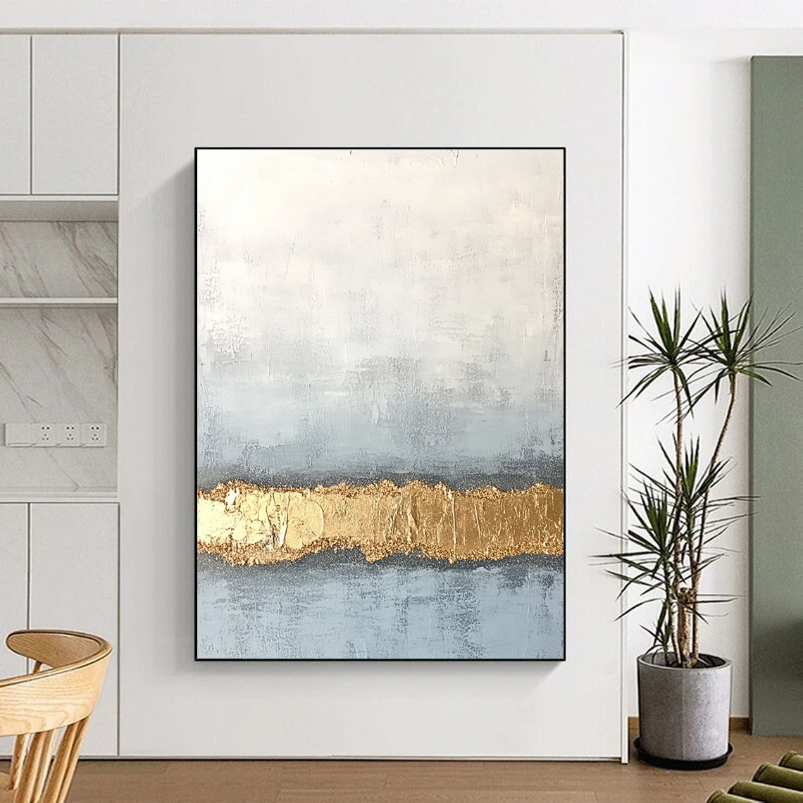 Gold Band Abstract Art for Dining Room & Hallway STSC735