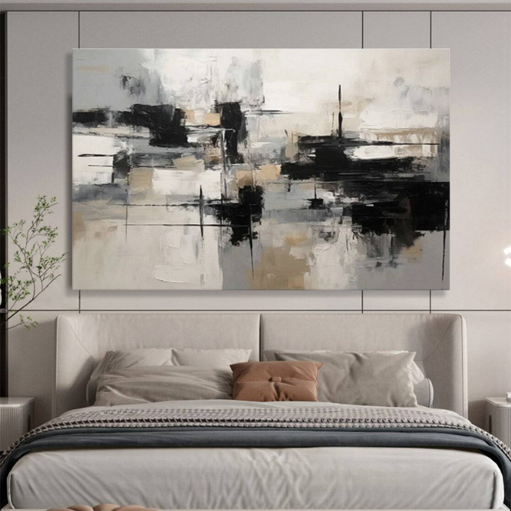 Grey - Brown Geometric Abstract Art for Contemporary Hallway DLZ2719