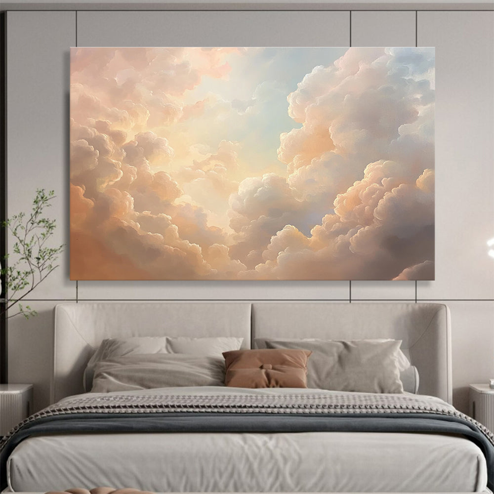 Fluffy Clouds in Sky Art for Children’s Bedroom & Yoga Studio SC406