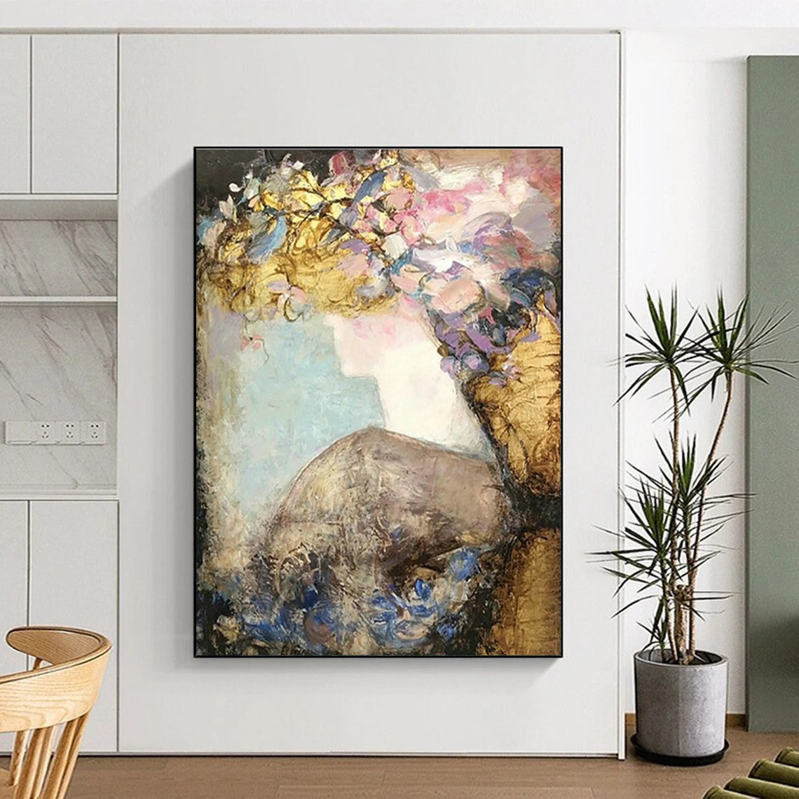 Floral Shadow Female Abstract Art for Bridal Salon & Flower Shop Lounge DLZ0636