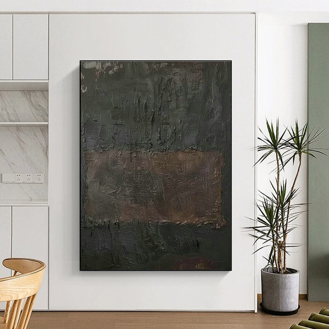 Dark Gray Abstract Art for Sophisticated Home Theater Entrances DLZ0185