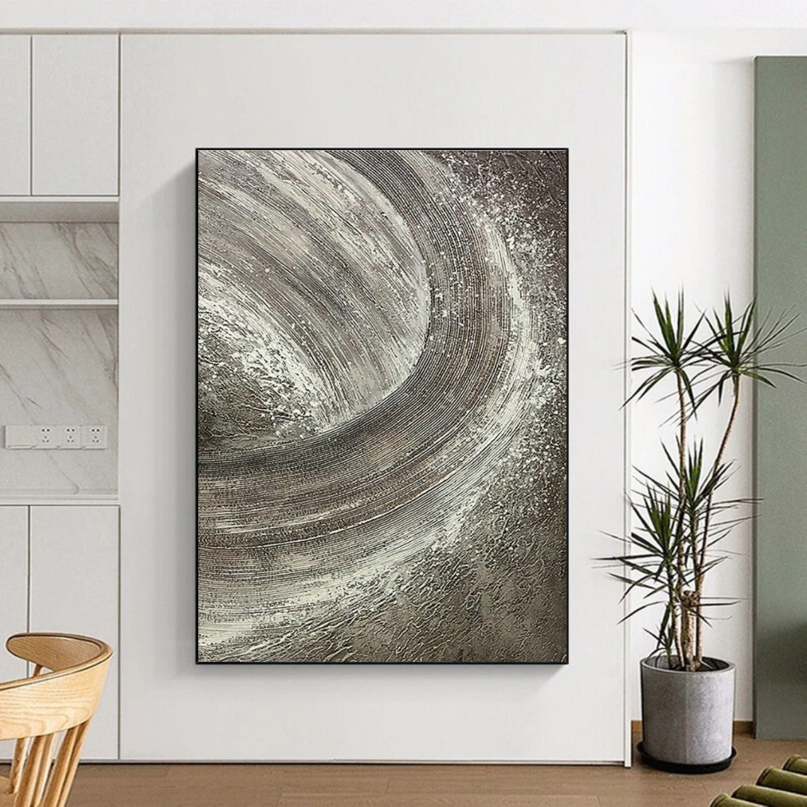 Textured Gray Swirl Art for Industrial Loft & Modern Art Gallery DLZ2242