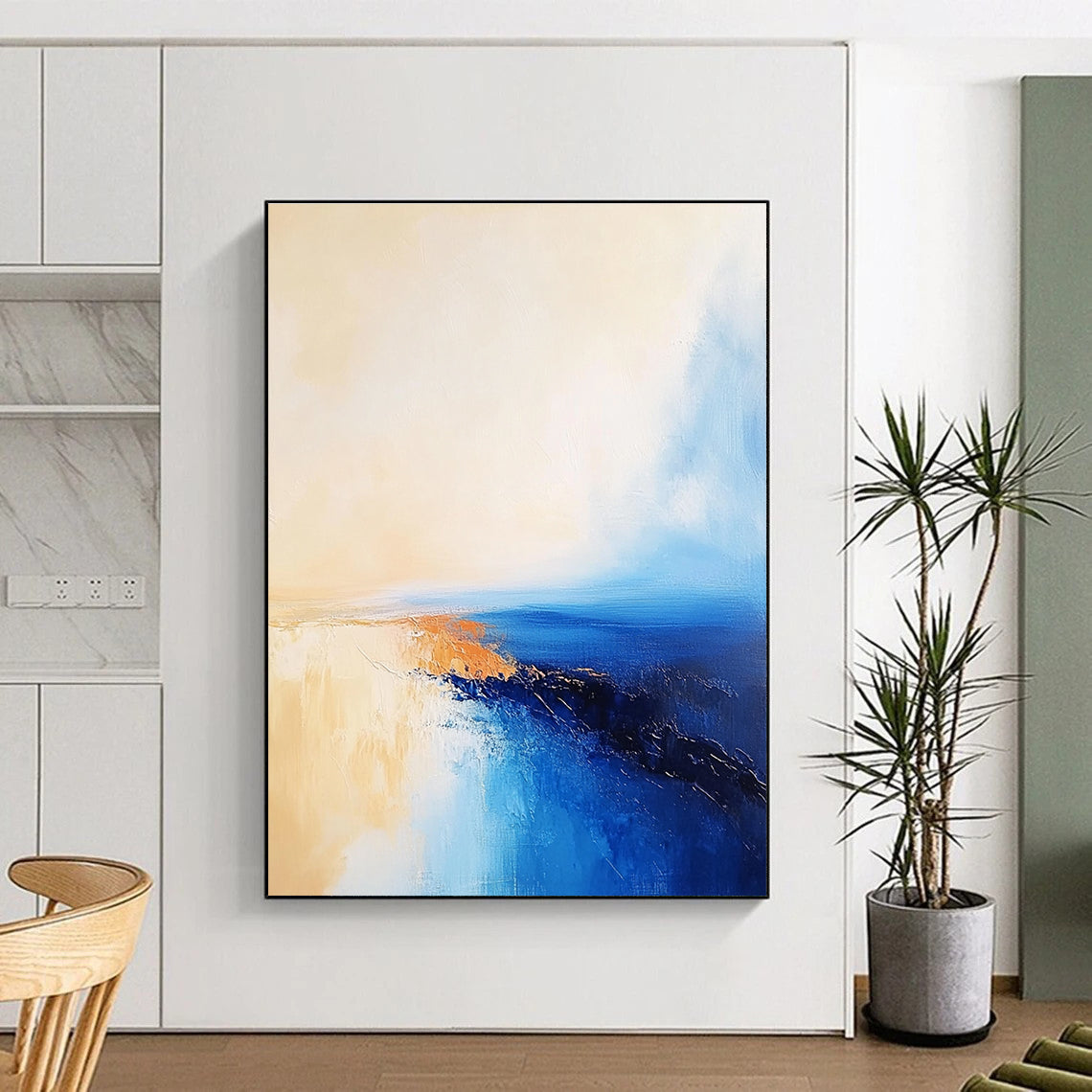 Minimalist Sea Abstract for Scandinavian - Style Home & Serene Meditation Room STSC599