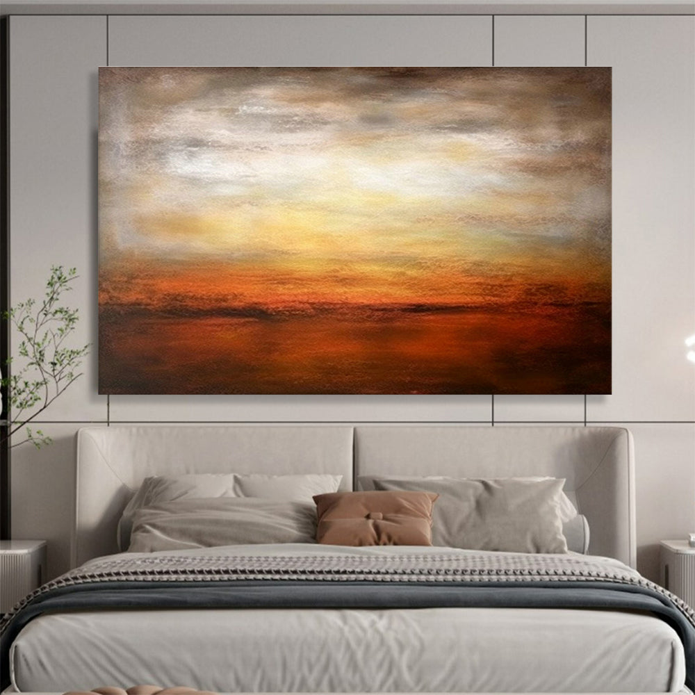 Orange - Yellow Sunset Seaside Abstract Art for Bold Dining Room DLZ2727