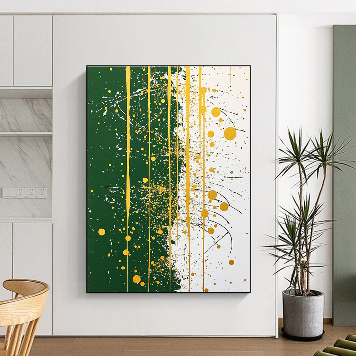 Green and Gold Splatter for Modern Art Gallery & Luxury Hotel Lobby STSC1172