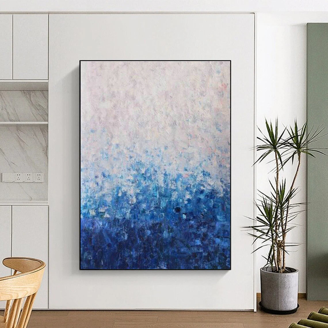 Gradient Blue Abstract Art for Coastal Bedroom & Meditation Space DLZ1357