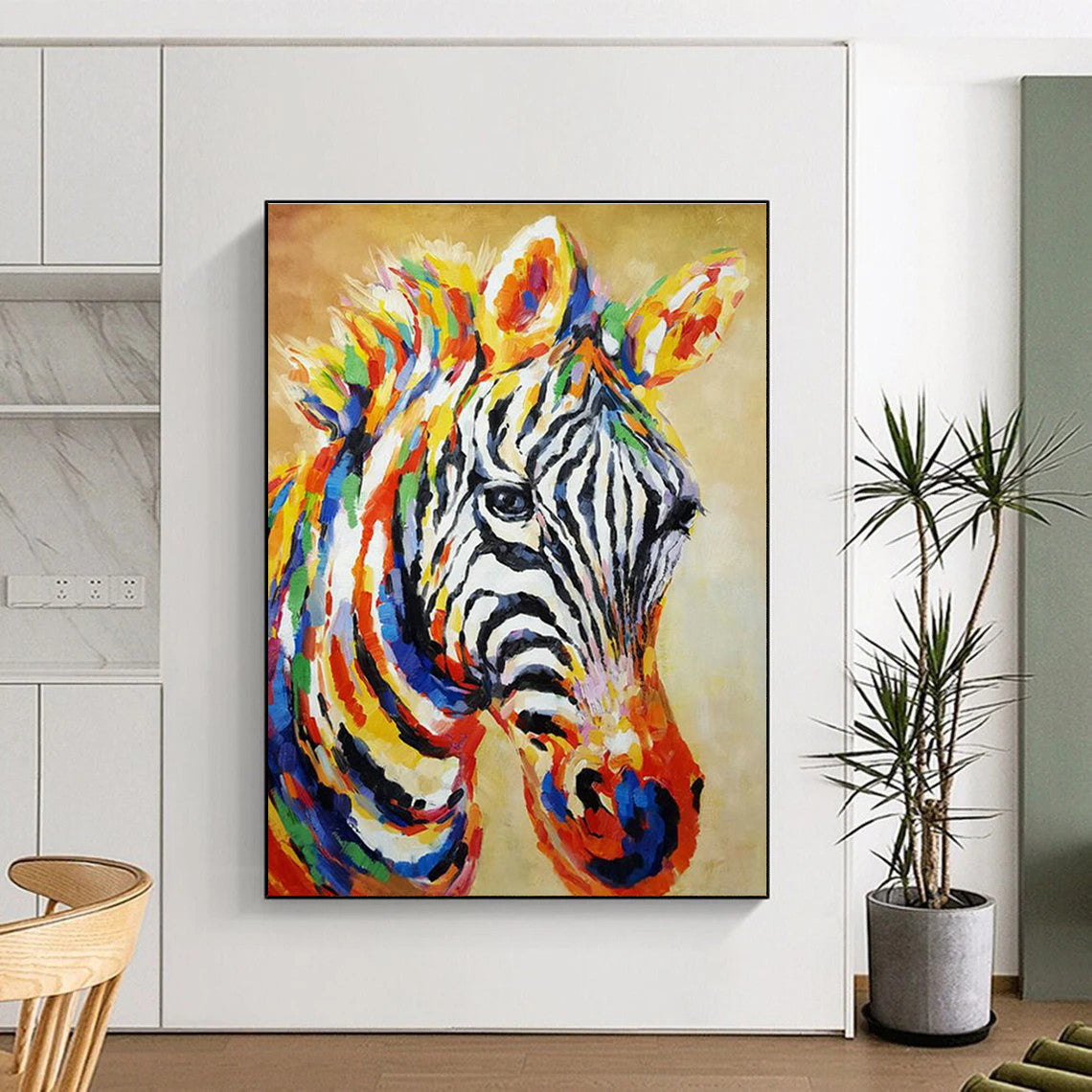 Colorful Zebra Portrait Art for Vibrant Kids' Playroom & Art - Eclectic Home DLZ2142