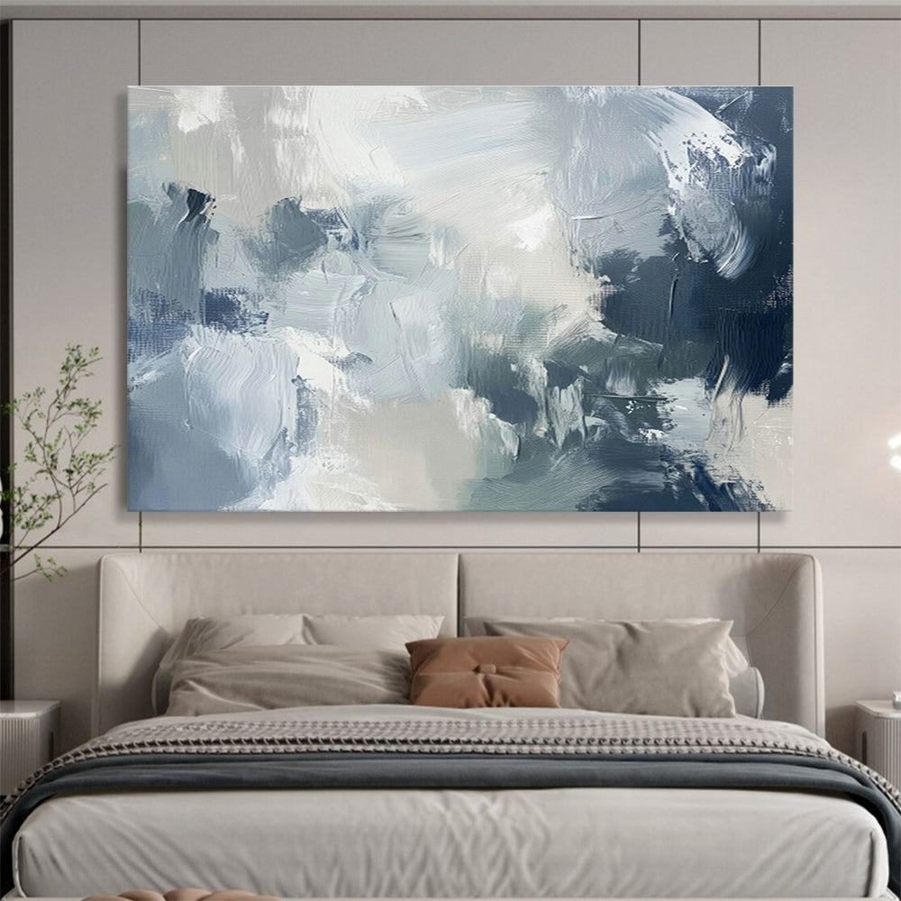 Gray - Blue Abstract Art for Contemporary Hotel Room Headboards DLZ2621
