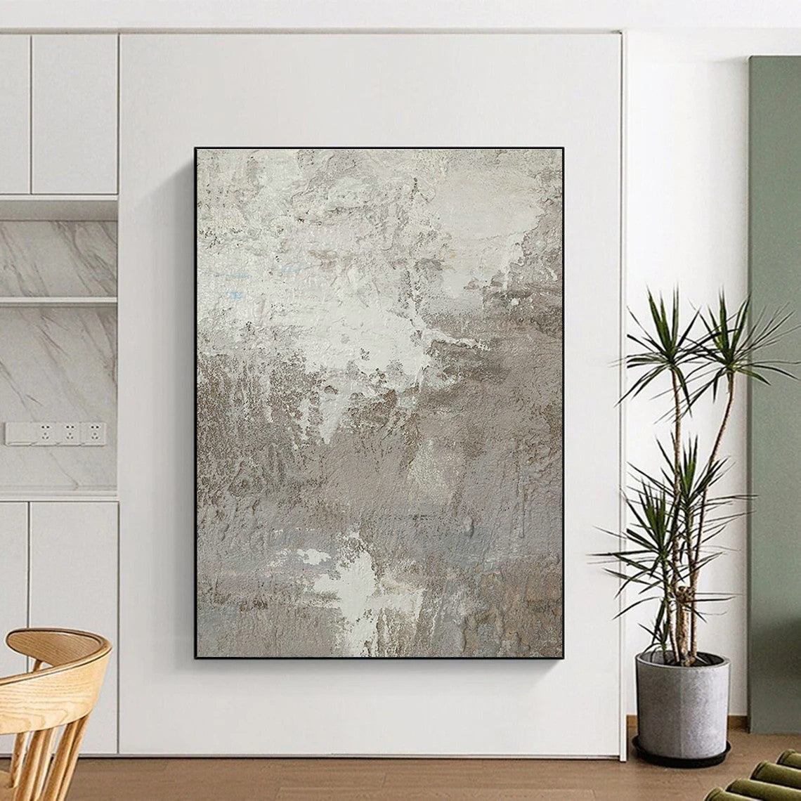 Gray Textured Abstract Art for Industrial Loft & Modern Art Gallery DLZ2200
