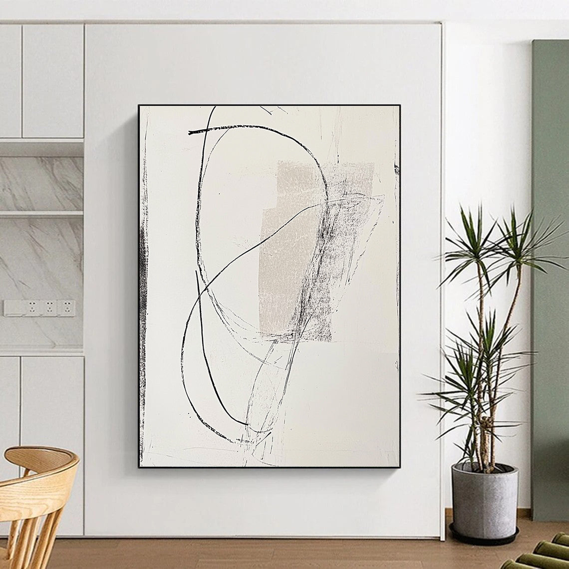 Black and White Abstract Lines for Modern Art Studio & Industrial - Style Loft STSC1256