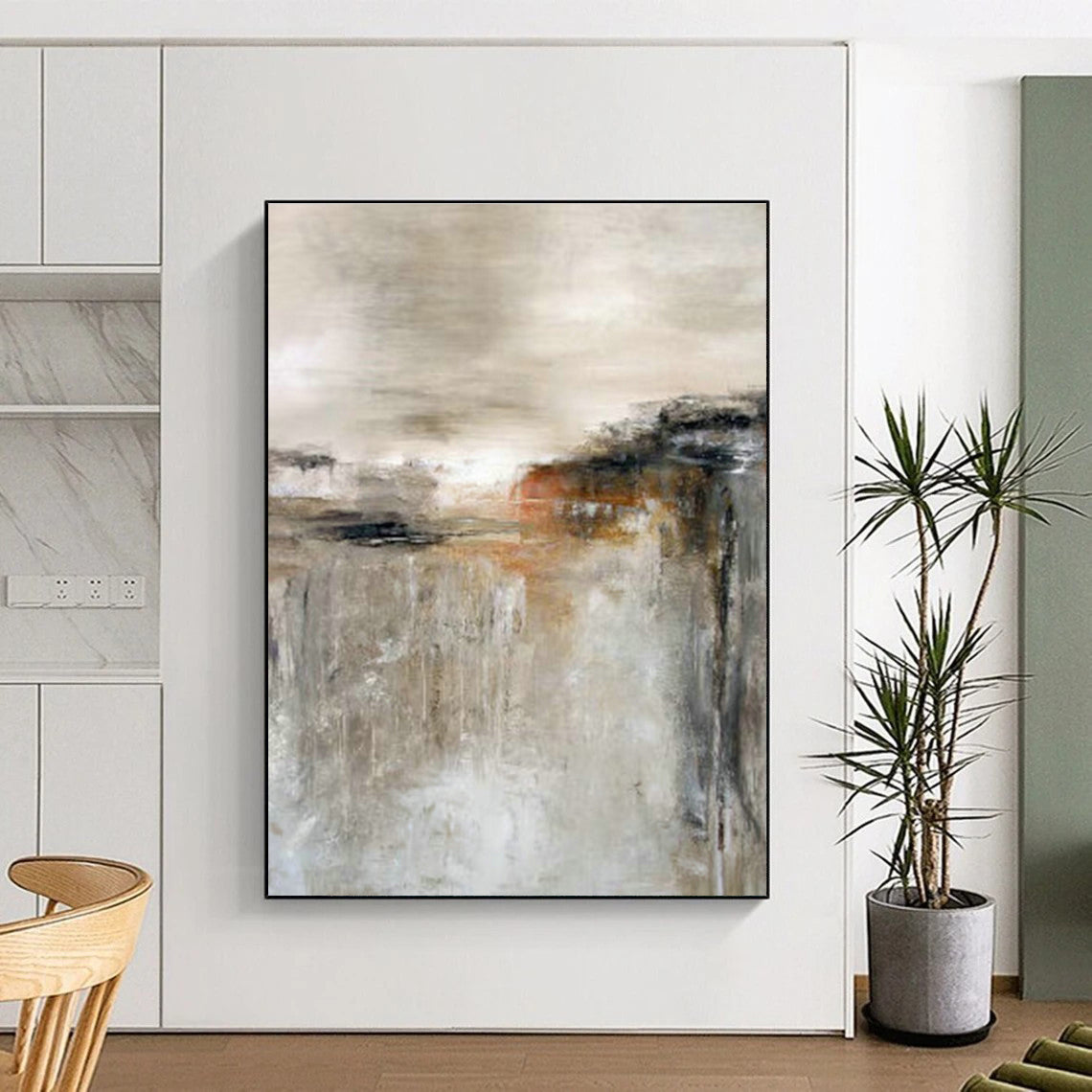 Gray - Beige Abstract Art for Modern Spa & Home Library DLZ2032