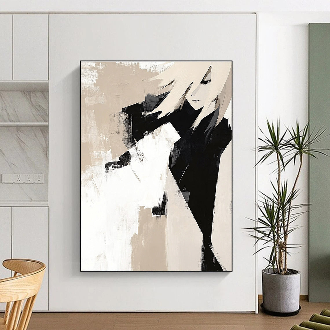 Beige and Black Abstract Character for Minimalist Home Office & Modern Studio STSC408