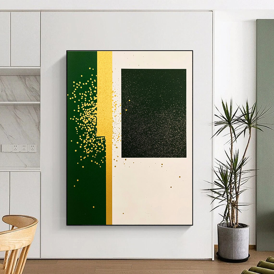 Green, Gold and White with Dots for Luxury Hotel Lobby & Sophisticated Home Living Room STSC1011