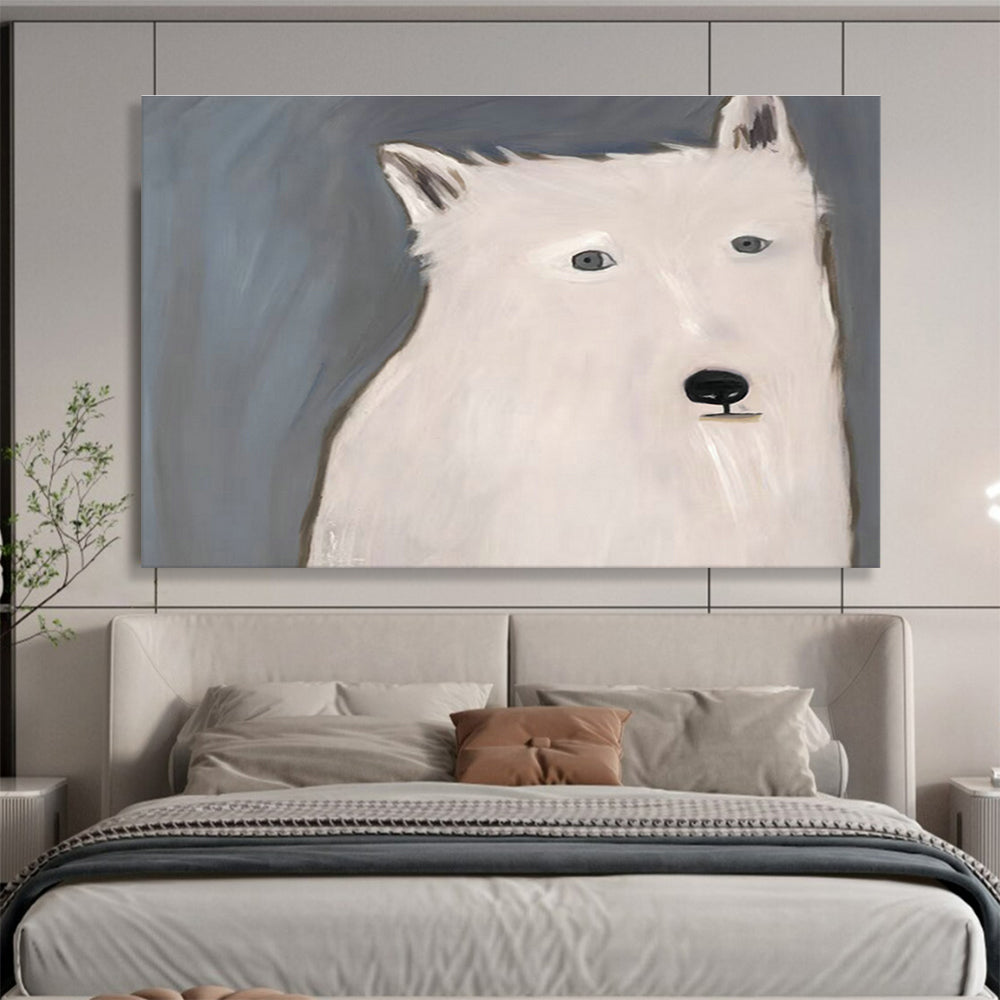 Minimalist White Bear Portrait Art for Kids’ Playroom DLZ2806
