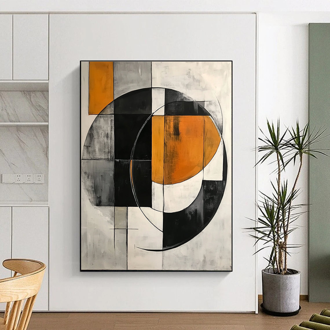 Orange - Accented Geometric Circle for Creative Studio & Contemporary Art Gallery STSC221