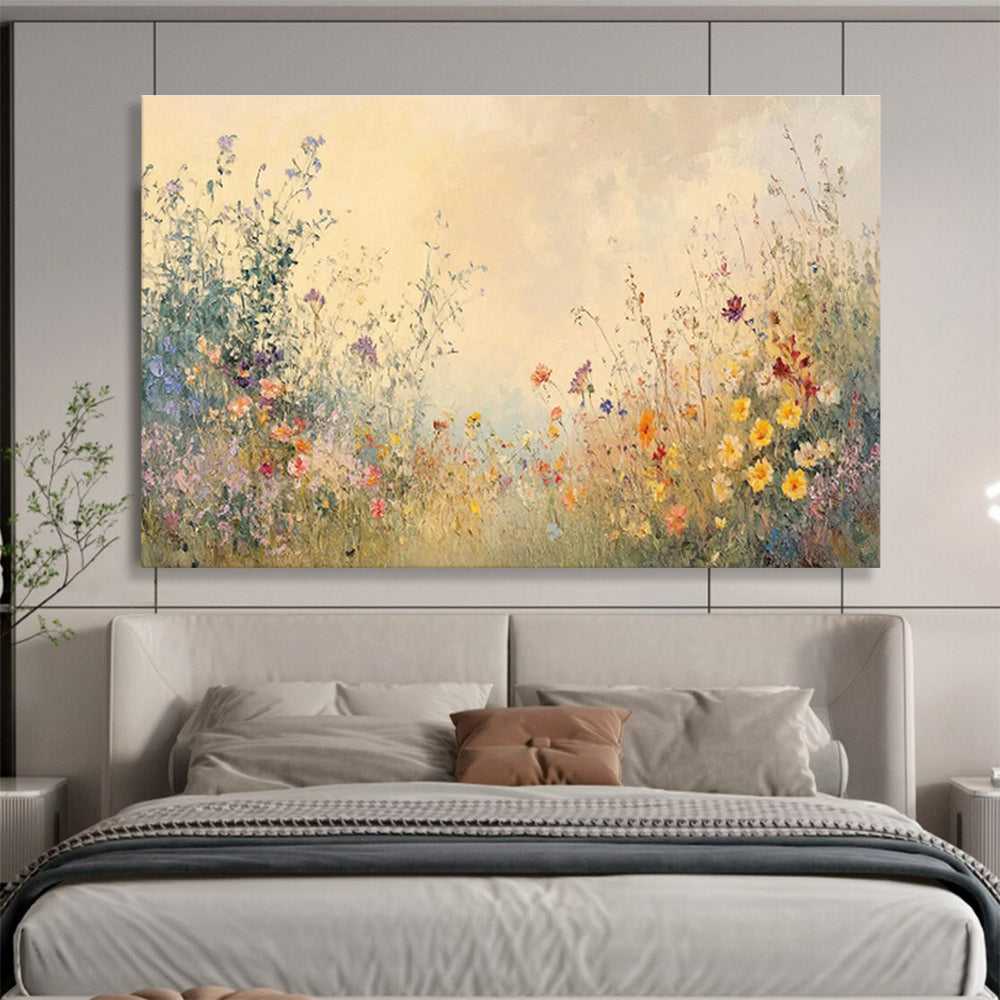 Soft - Toned Wildflower Field Art for Serene Meditation Rooms DLZ3077