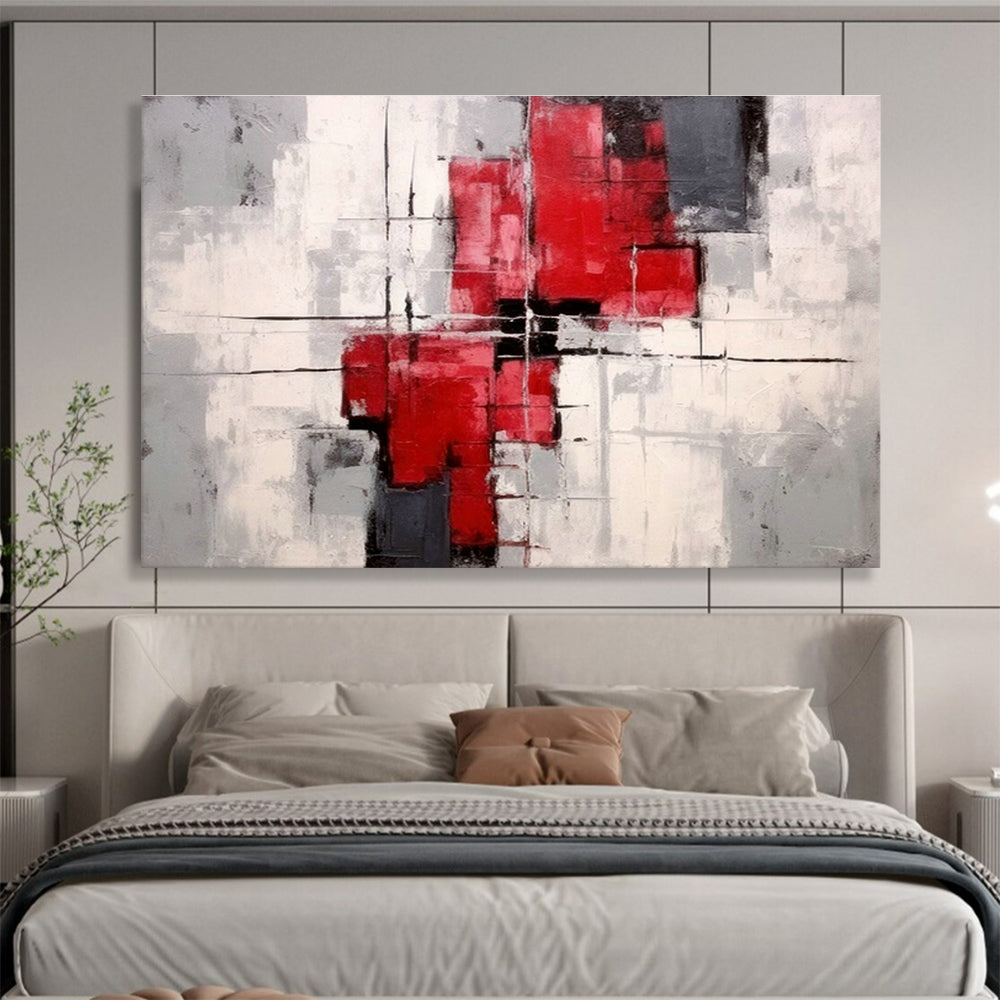 Red - Gray Geometric Abstract Art for Modern Office Reception Areas DLZ2653