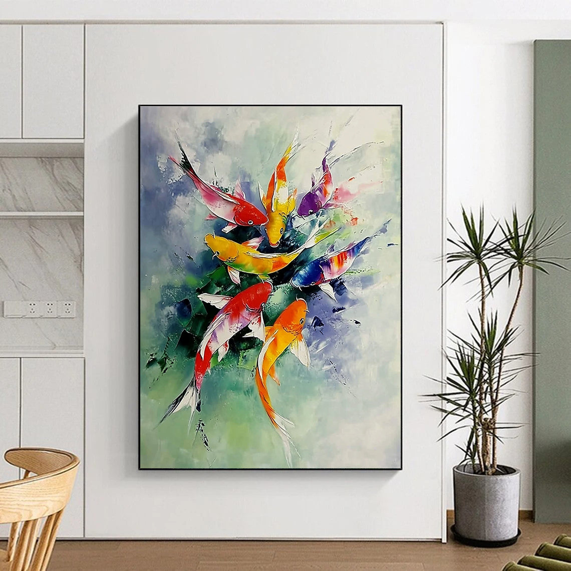 Colorful Koi Fish for Asian - Inspired Restaurant & Tranquil Home Garden Room STSC1012