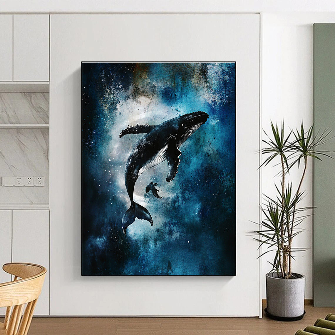Whale in the Deep Majestic Marine Art for Coastal Home Living Room & Ocean - Lover’s Bedroom STSC1466