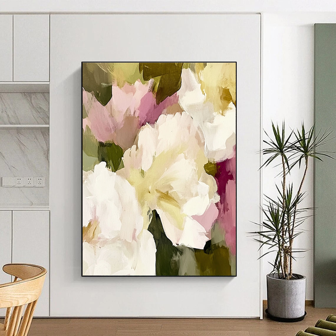 Delicate White - Pink Flower Art for Bridal Suite & Tea Room STSC055
