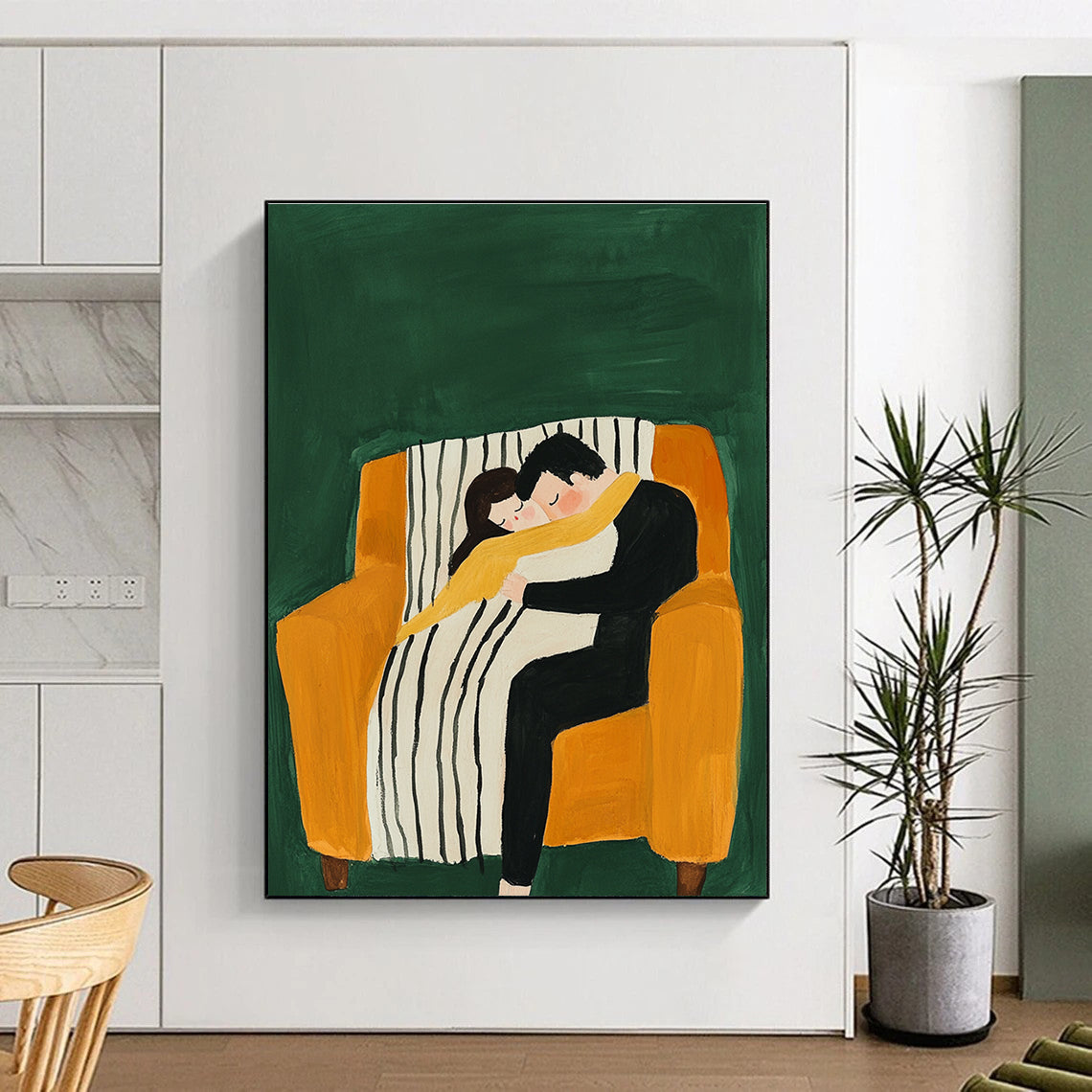 Couple Sleeping on Sofa Art for Cozy Home Living Room & Relationship Counseling Office STSC1054