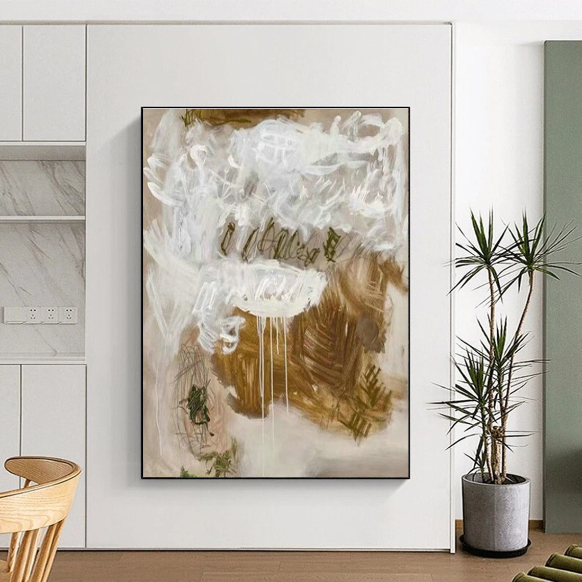 Brown and White Abstract Expressionist Art for Art - Lovers' Lounge & Creative Home Studio DLZ1987