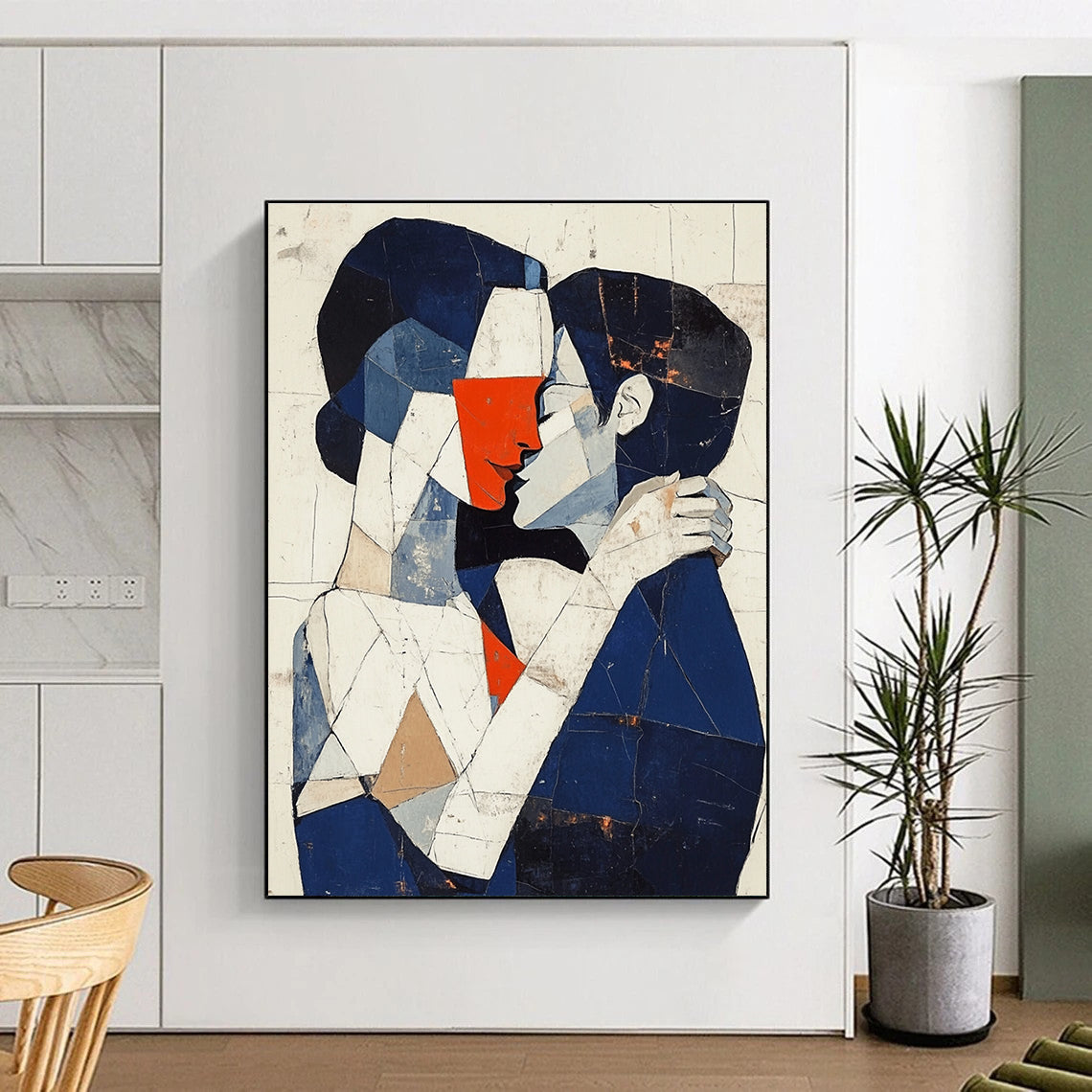 Cubist Kissing Couple Art for Modern Home Gallery & Art History Classroom STSC1055