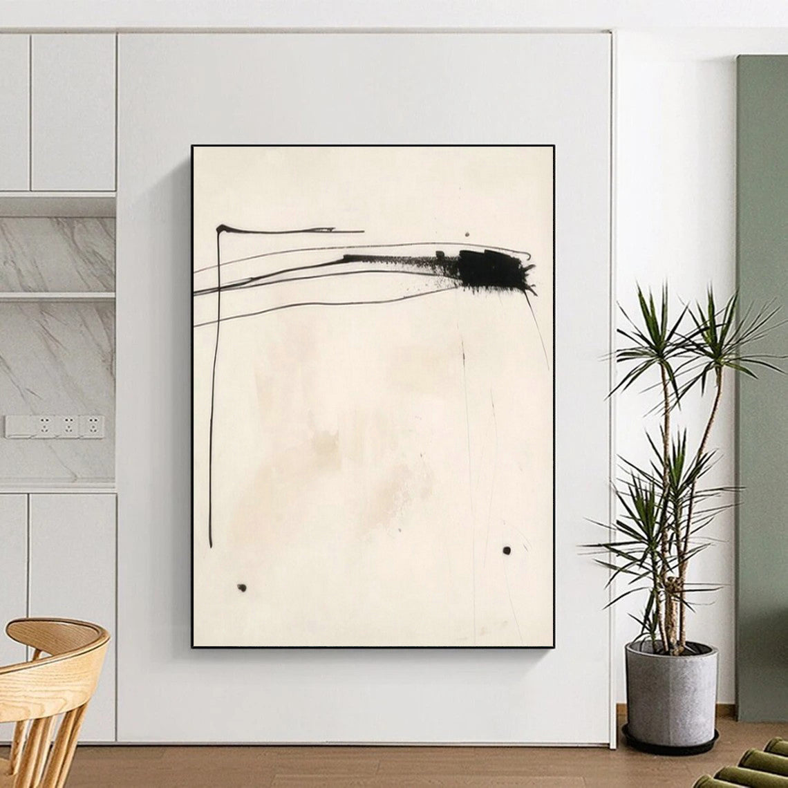 Ink - Style Abstract Art for Minimalist Asian Fusion Restaurant & Traditional Art Center DLZ1927