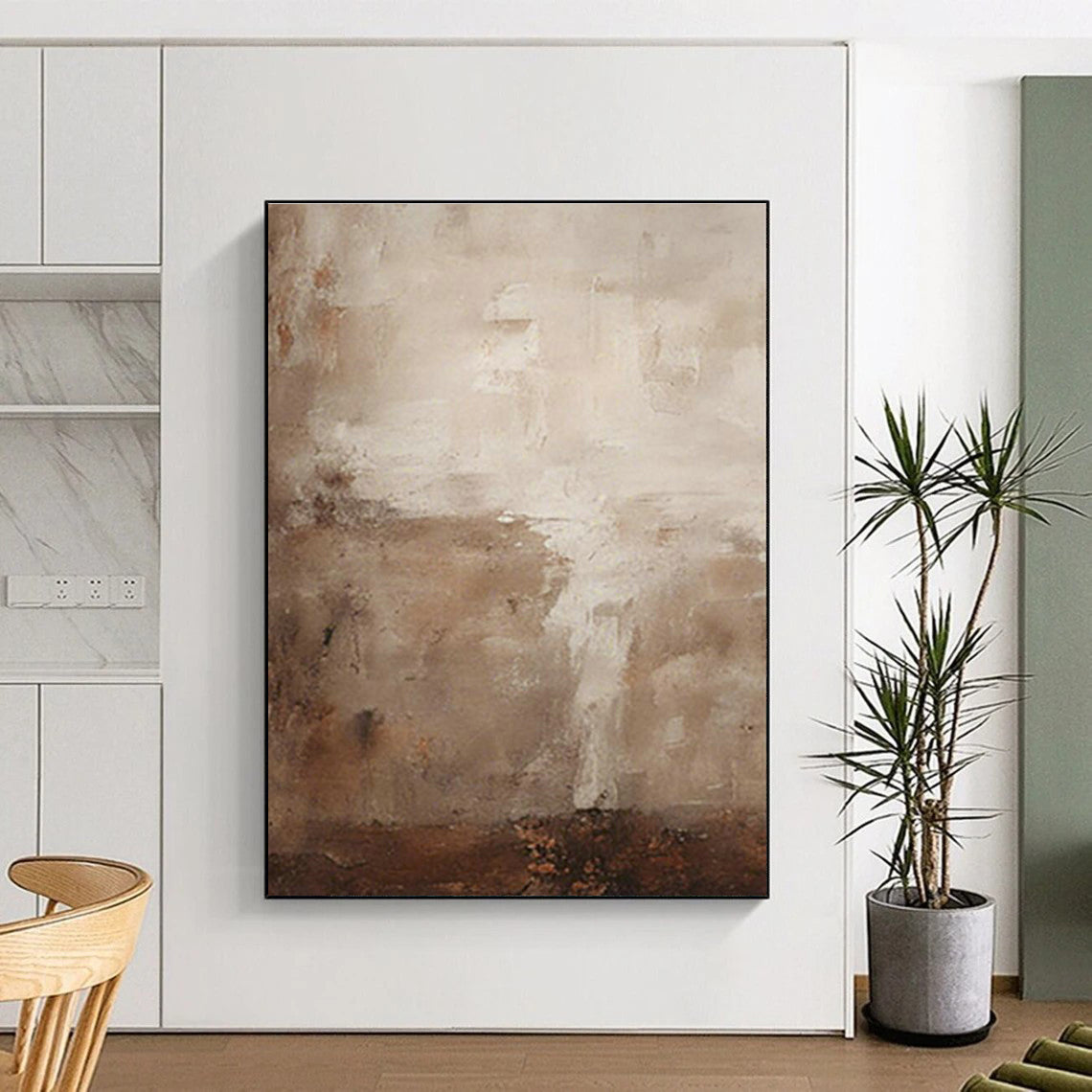 Beige Abstract Texture Art for Minimalist Living Room & Neutral - Toned Office DLZ2170