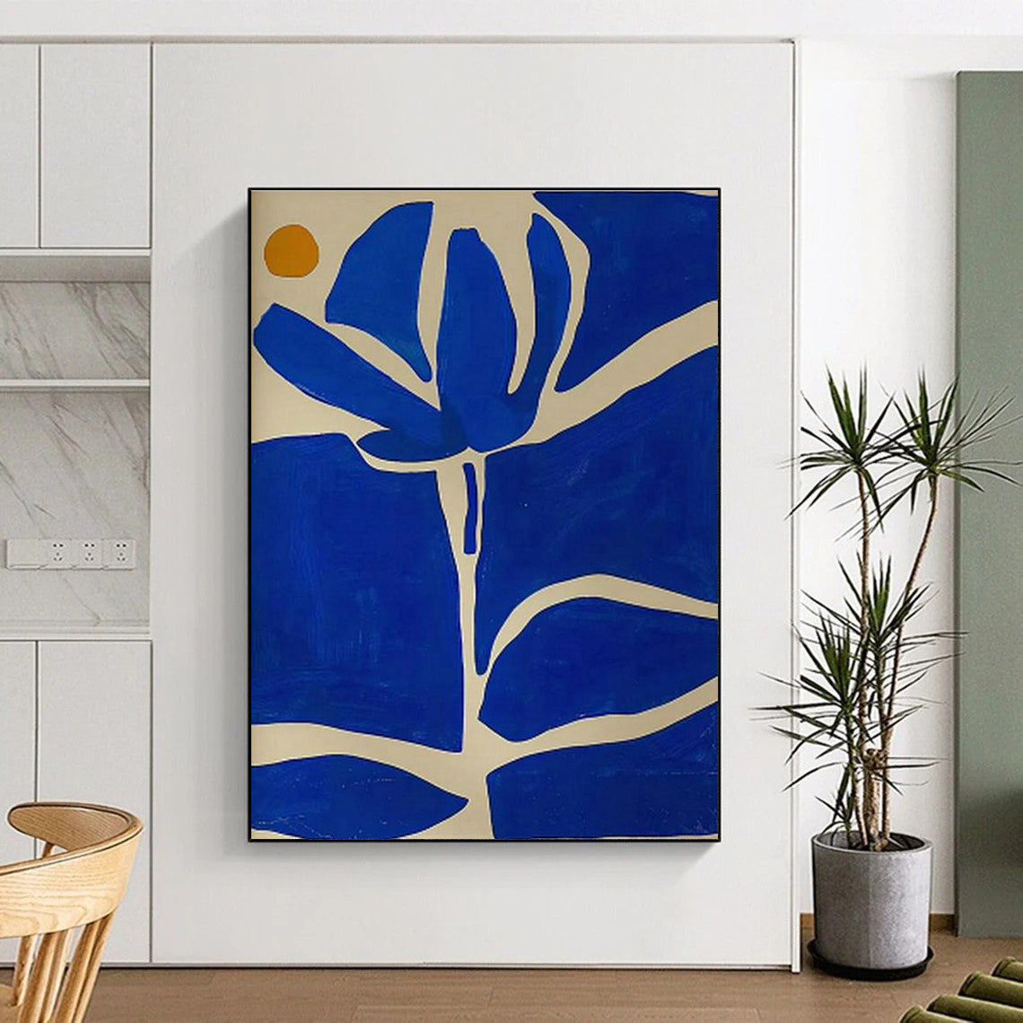 Blue Flower Abstract Art for Mediterranean - Style Courtyards DLZ0111