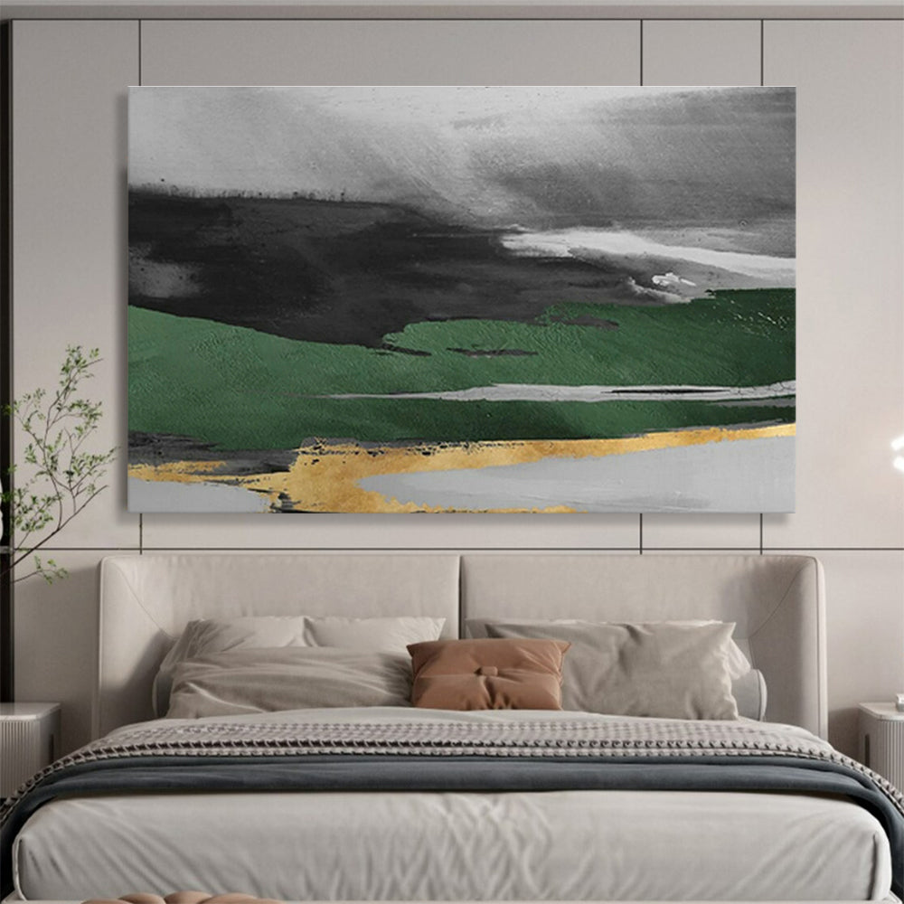 Dark Green - Gold Abstract for Luxury Home Office DLZ2990