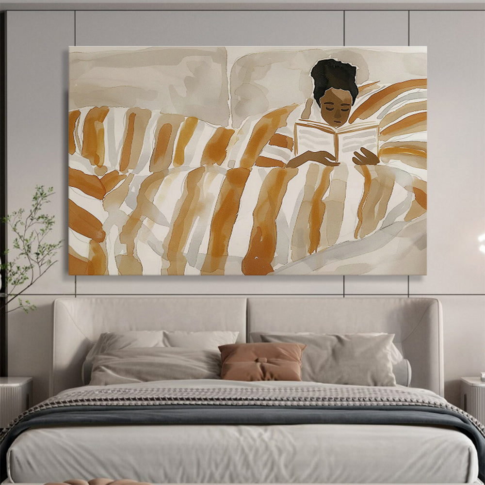 Reading in Bed Figure Art for Cozy Home Library Corners DLZ2614