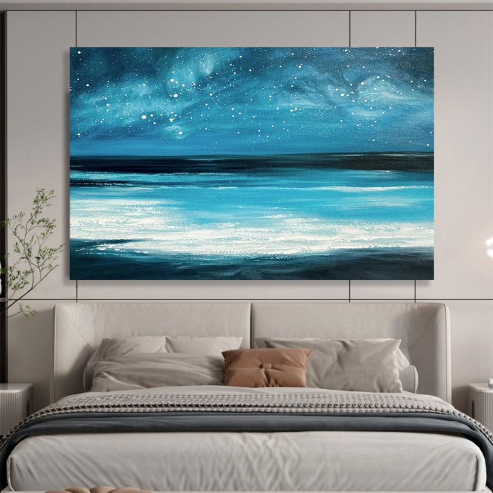 Starry Sea View Oil Painting for Celestial - Themed Bedrooms DLZ2488